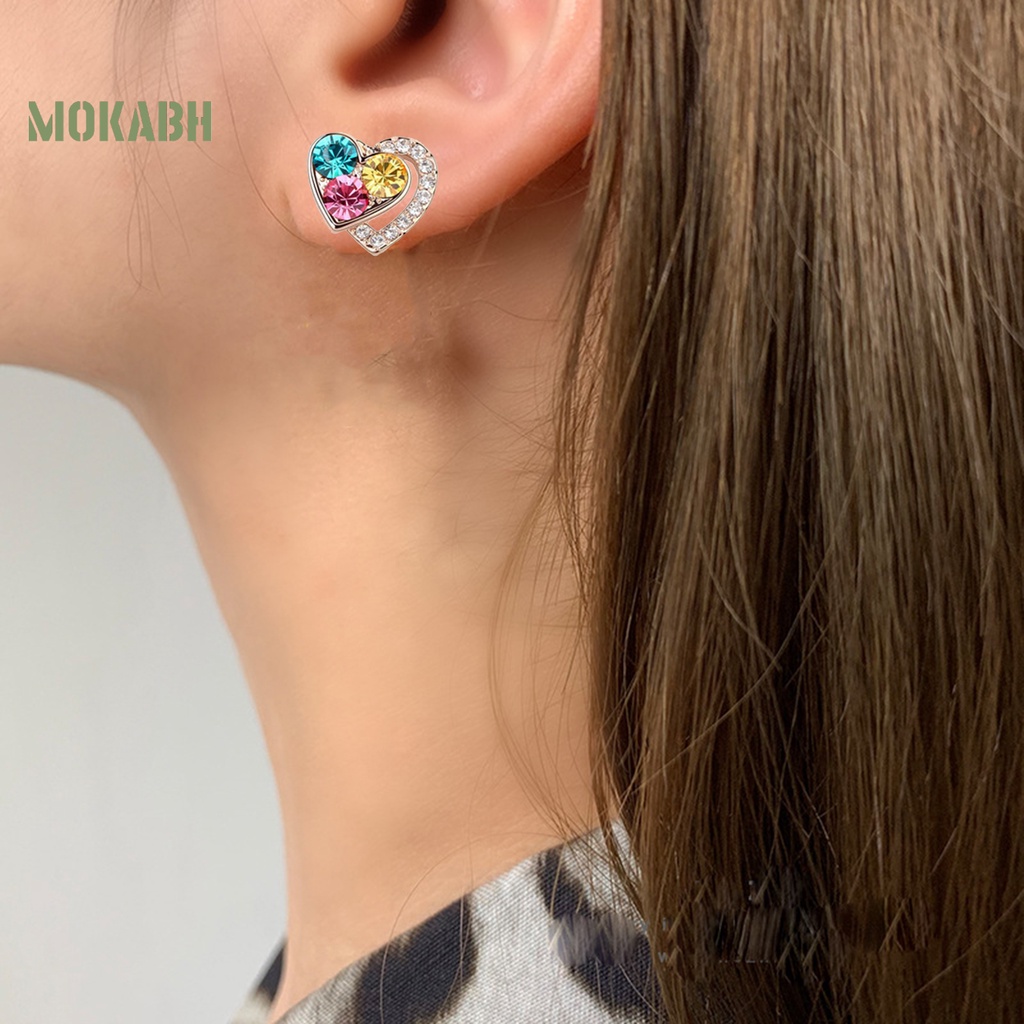 1 Bộ Vòng cổ + Bông Tai Hình Học Nhiều Màu Lấp Lánh Thời Trang Cho Nữ