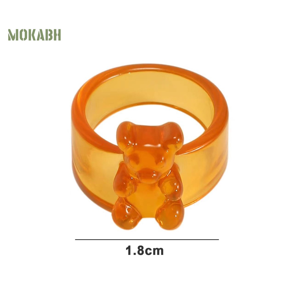 [Mới] Nhẫn Acrylic Trong Suốt Màu Kẹo Hình Gấu Nhỏ Phong Cách Hàn Quốc Cho Nữ