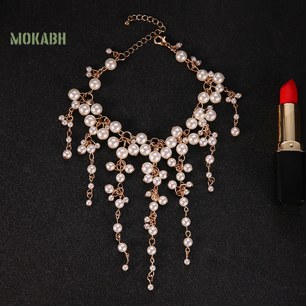 Vòng Tay Chuỗi Hạt Ngọc Trai Nhân Tạo Phối Tua Rua Thời Trang Cho Nữ