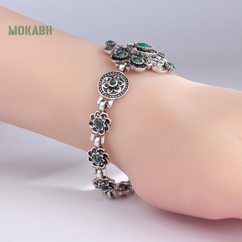 Vòng Đeo Tay Đính Đá Quý Nhân Tạo Hình Hoa Cổ Điển Cho Nữ