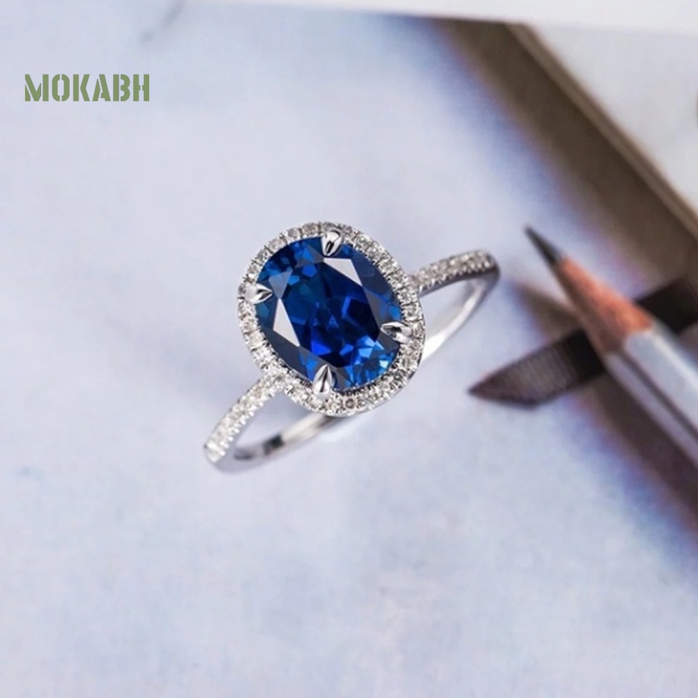 Nhẫn Đính Hôn Đính Đá Zircon Hình Oval Thời Trang Dành Cho Nữ