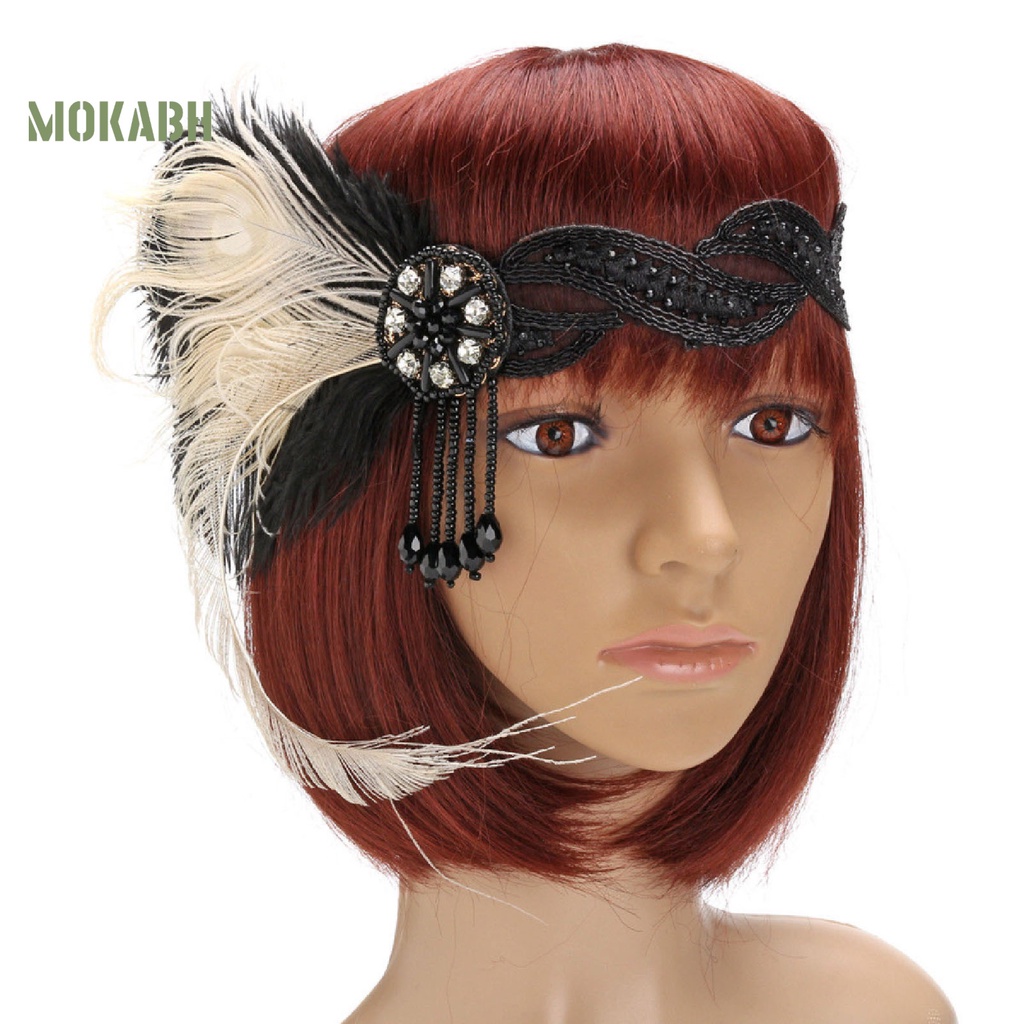 Băng Đô Cài Tóc Đính Đá Và Lông Vũ Cho Cô Dâu