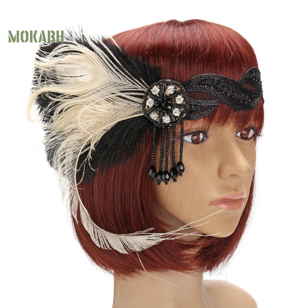 Băng Đô Cài Tóc Đính Đá Và Lông Vũ Cho Cô Dâu