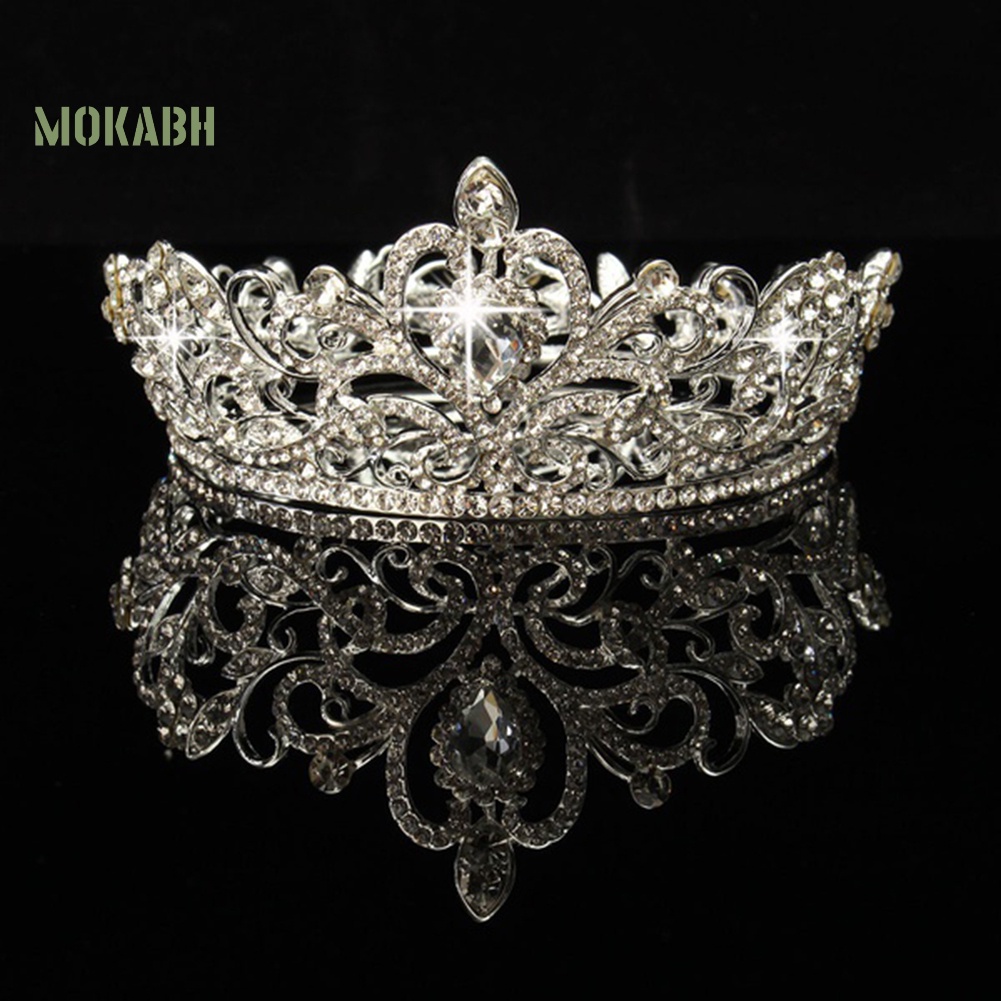 Vương Miện Tròn Đính Đá Lấp Lánh Thanh Lịch Dành Cho Cô Dâu