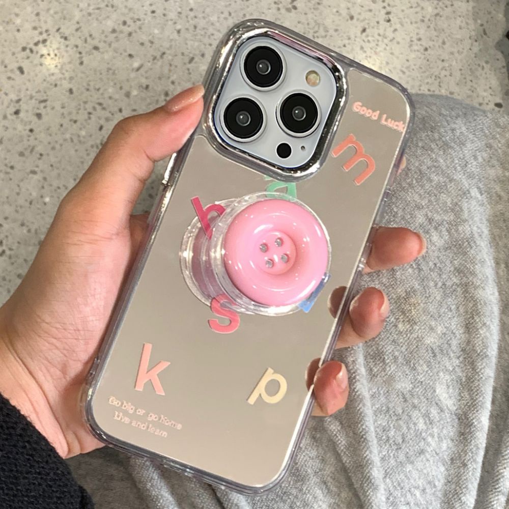 Ốp Điện Thoại TPU Mềm Chống Sốc Có Giá Đỡ Và Nút Bấm In Chữ Đơn Giản Cho IPhone 11 14 13 12 Pro Max