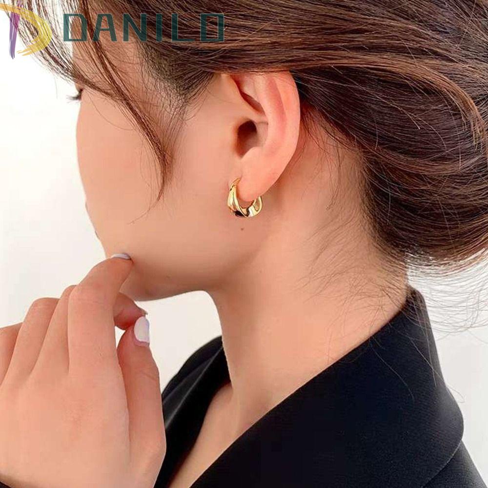 Khuyên Tai Tròn Bằng Đồng Phong Cách Hàn Quốc Đơn Giản Dành Cho Nữ