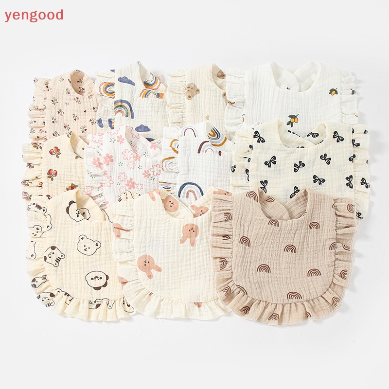 1 Yếm Ăn Cotton Mềm Mại Họa Tiết Hoa Xinh Xắn Cho Bé