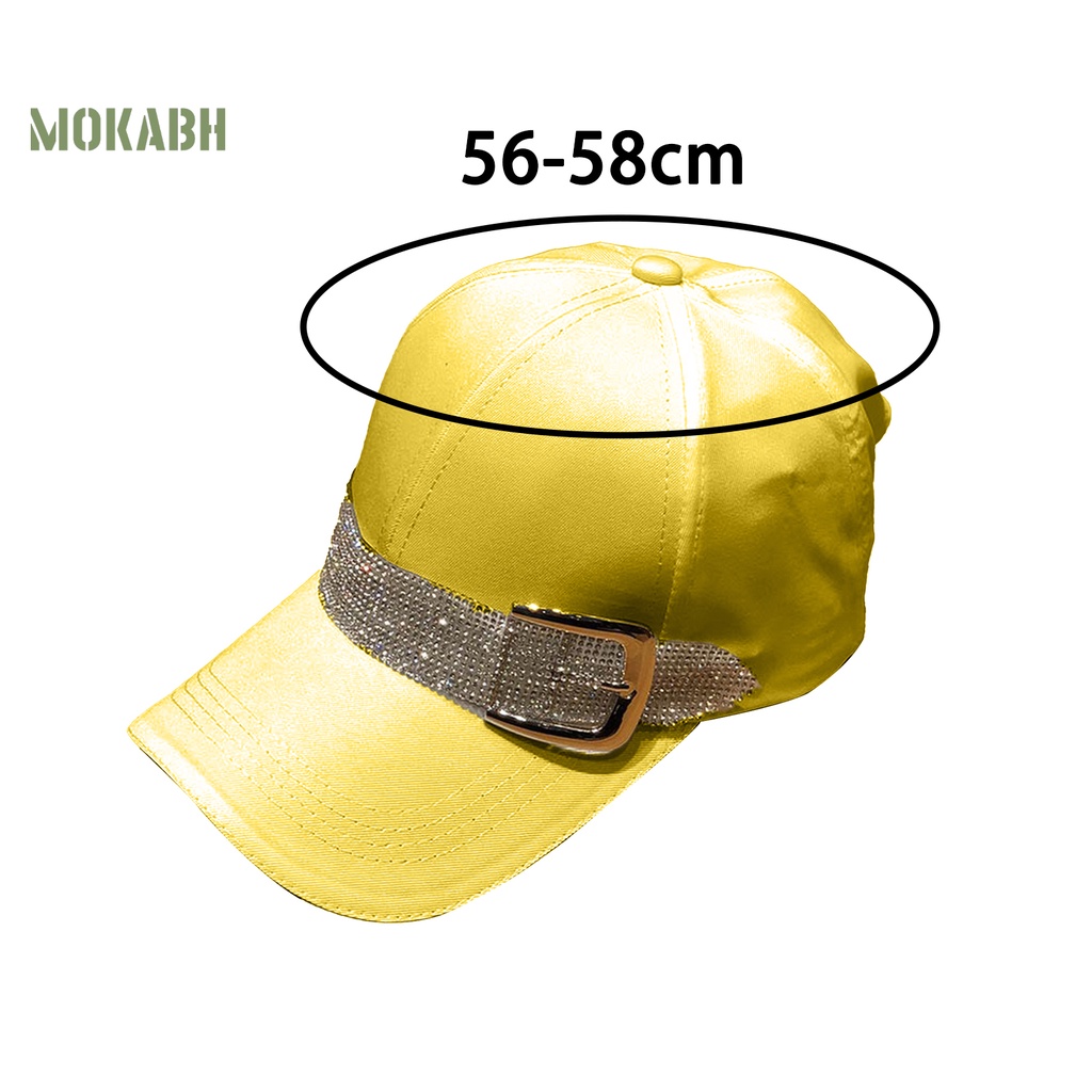 [Mok Abh] Mũ Lưỡi Trai Đính Đá Thoáng Khí Màu Sắc Tương Phản Phong Cách Hip Hop Cho Nữ