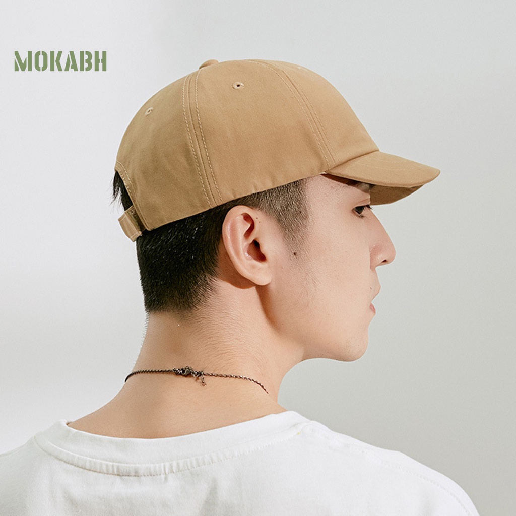 [Mok Abh] Mũ Bóng Chày Mềm Mại Thoáng Khí Chống Trượt Màu Trơn Có Vành Điều Chỉnh Được Cho Nam