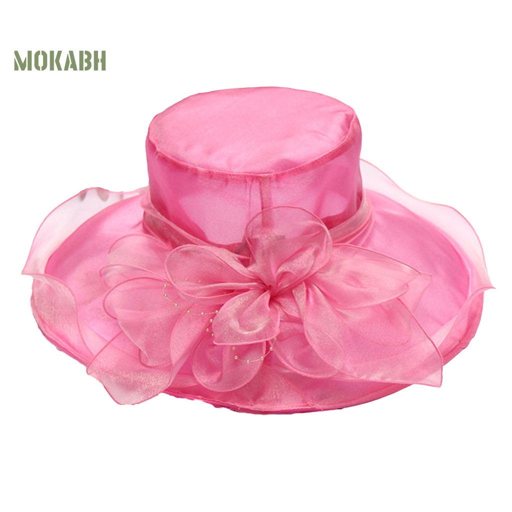 [Mok Abh] Mũ Lưới Vành Rộng Chắc Chắn Phối Hoa Trang Trí Thời Trung Cổ Đi Biển