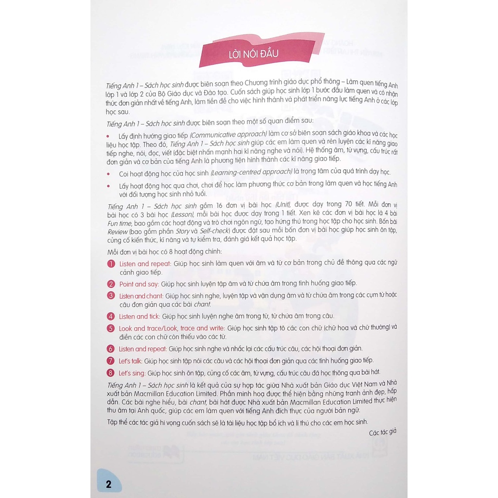 Sách Tiếng Anh 1 - Sách Học Sinh 2021