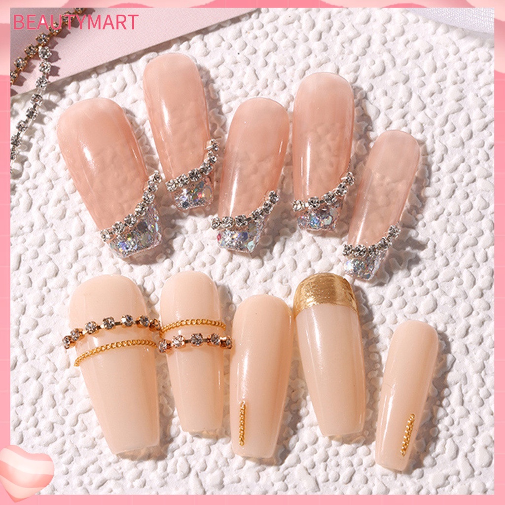 Set 6 Phụ Kiện Chuỗi Ngọc Trai / Kim Loại Trang Trí Móng Tay Nghệ Thuật DIY