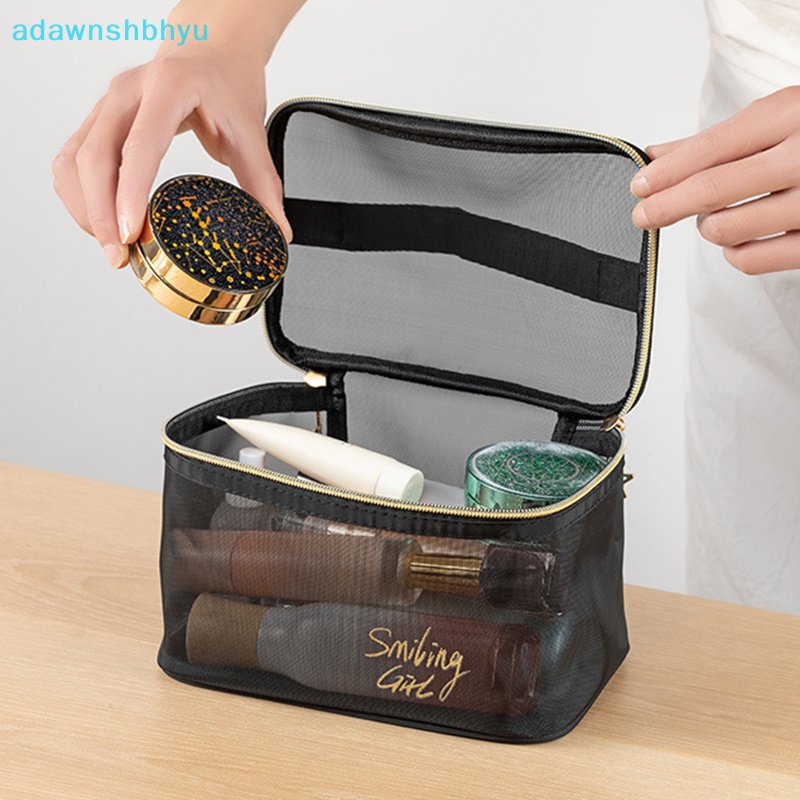 Túi Lưới Đựng Mỹ Phẩm Có Khóa Kéo Họa Tiết Trái Tim Xinh Xắn