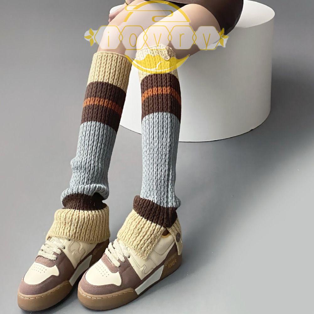 Tất Ống Chân Giữ Ấm Phối Nút Màu Sắc Ngọt Ngào Phong Cách Nhật Bản Cho Nữ