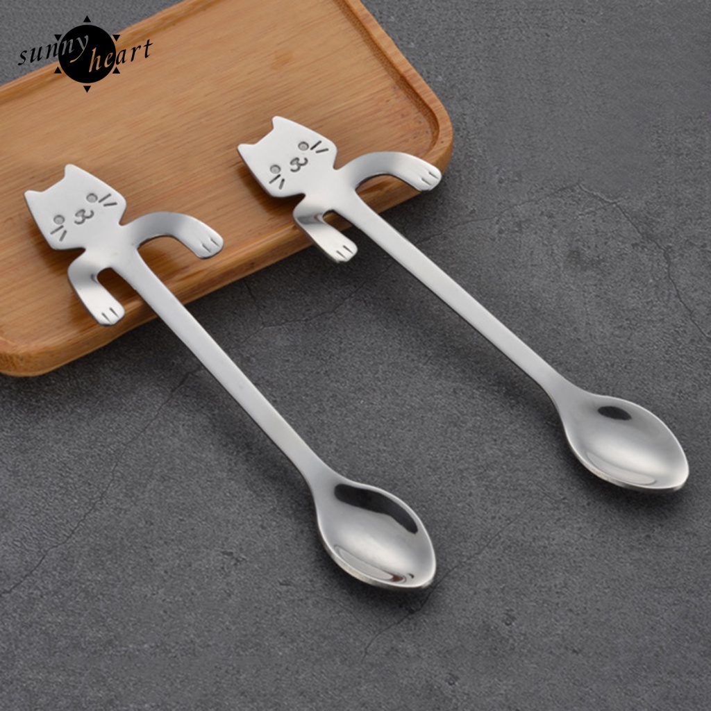 Muỗng Cà Phê Hình Mèo Bằng Thép Không Gỉ Thiết Kế Treo Độc Đáo