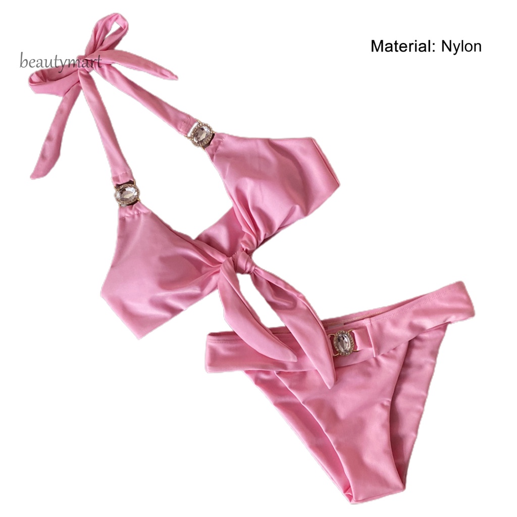 Bộ Đồ Bơi Hai Dây Bằng Nylon Màu Trơn Gợi Cảm Cho Nữ