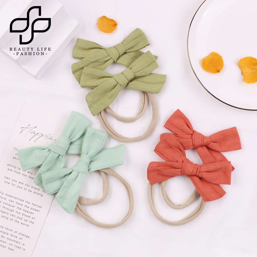 Băng Đô Nơ Màu Trơn Trọng Lượng Nhẹ Co Giãn Tốt Thời Trang Cho Bé