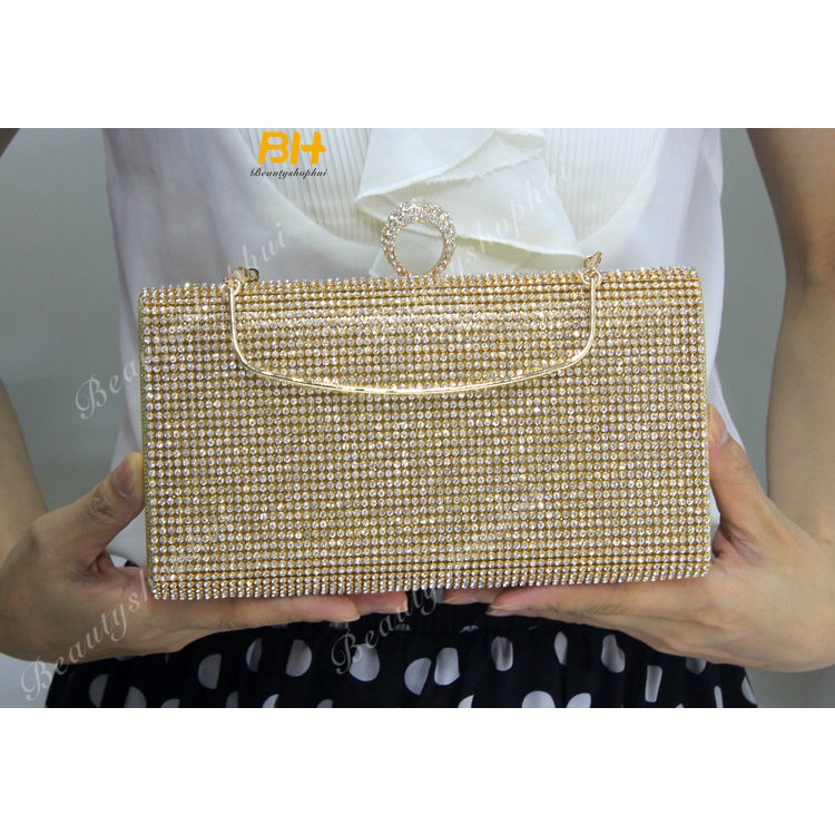 Ví Cầm Tay Đính Đá Hình Vuông Thiết Kế Mới Cao Cấp Thời Trang Dành Cho Nữ