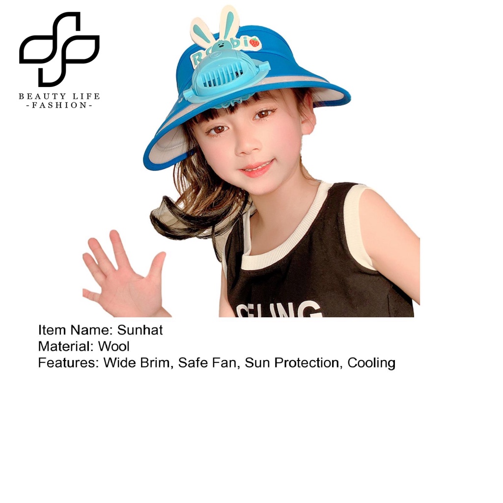 Mũ Lưỡi Trai Kèm Quạt Làm Mát Chống Tia UV Họa Tiết Hoạt Hình Dễ Thương Cho Bé