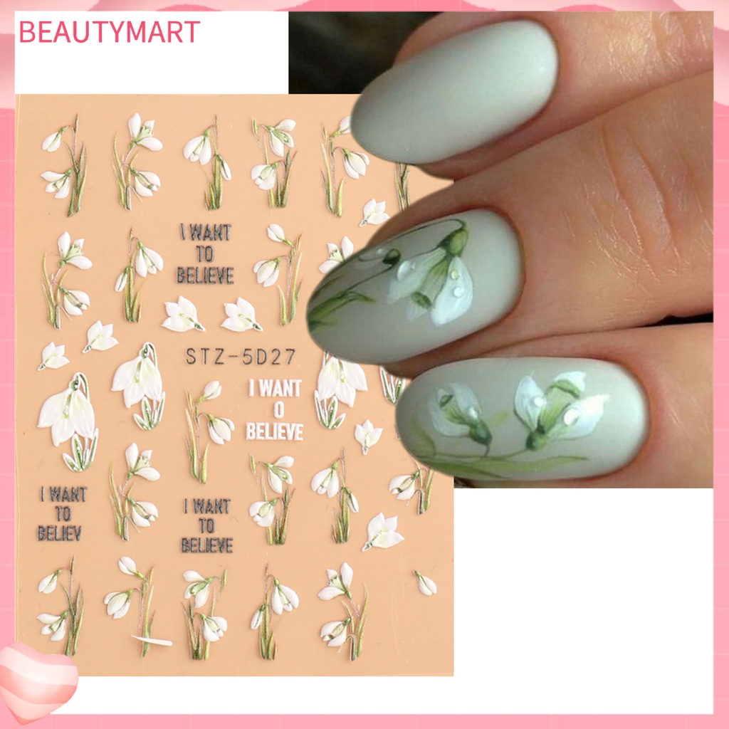 Miếng Dán Trang Trí Móng Tay Tạo Hiệu Ứng 5D Hình Hoa Tulip