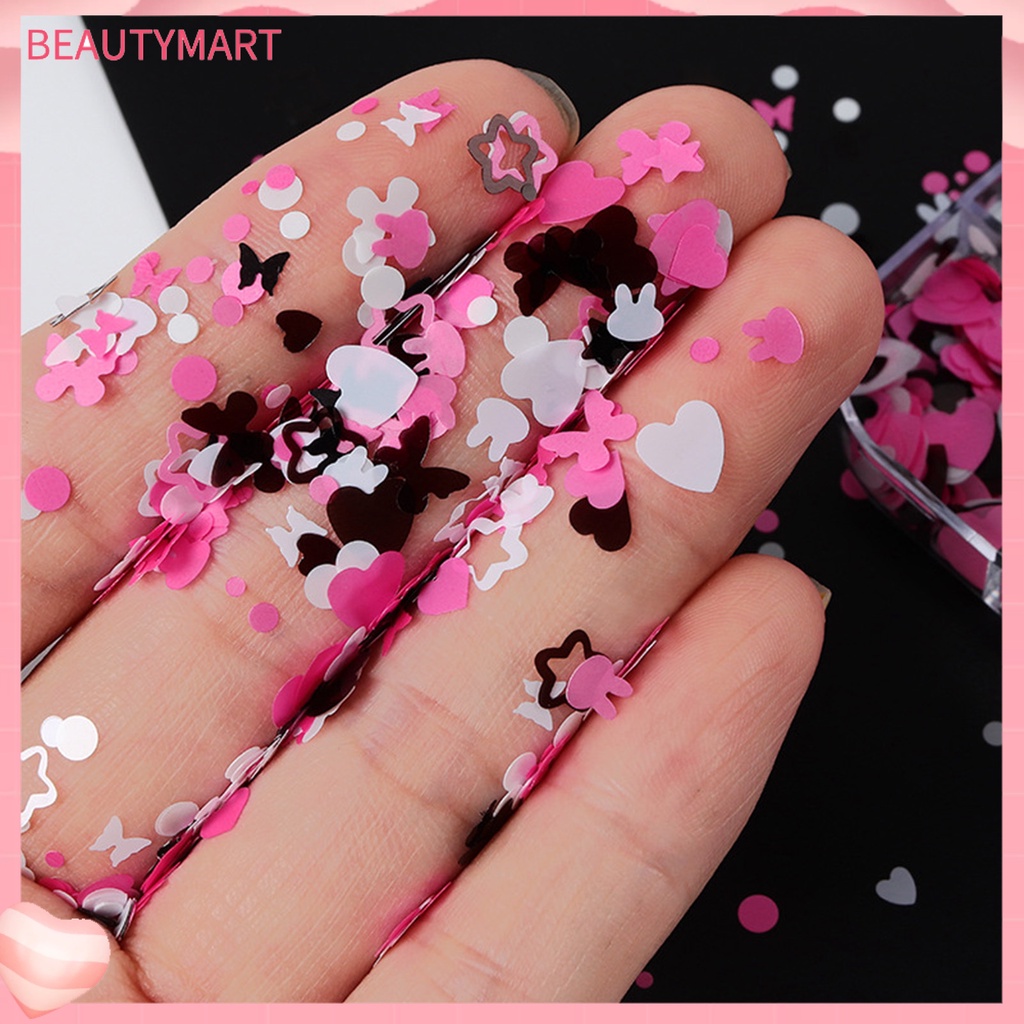 1 Hộp 1 Hộp Kim Tuyến Tròn / Bướm / Ngôi Sao / Trái Tim Trang Trí Móng Tay Nghệ Thuật