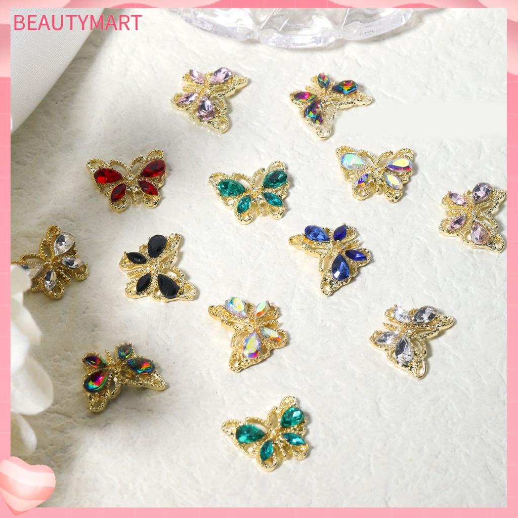 Set 10 Phụ Kiện Đính Trang Trí Móng Tay Hình Bướm Sang Trọng DIY
