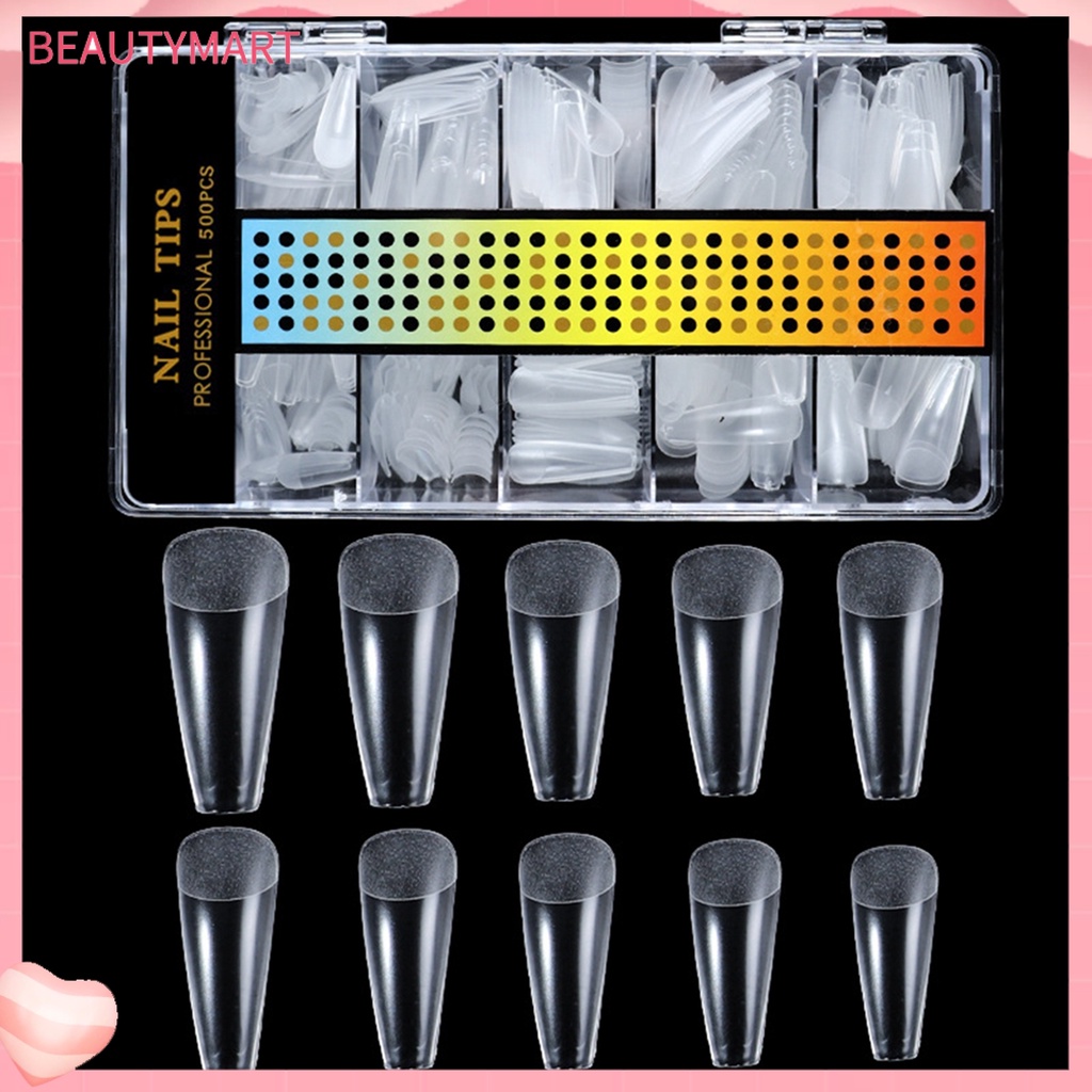 Bộ 500 Móng Tay Giả Cong Chữ C Trong Suốt Dùng Trang Trí Móng Nghệ Thuật DIY