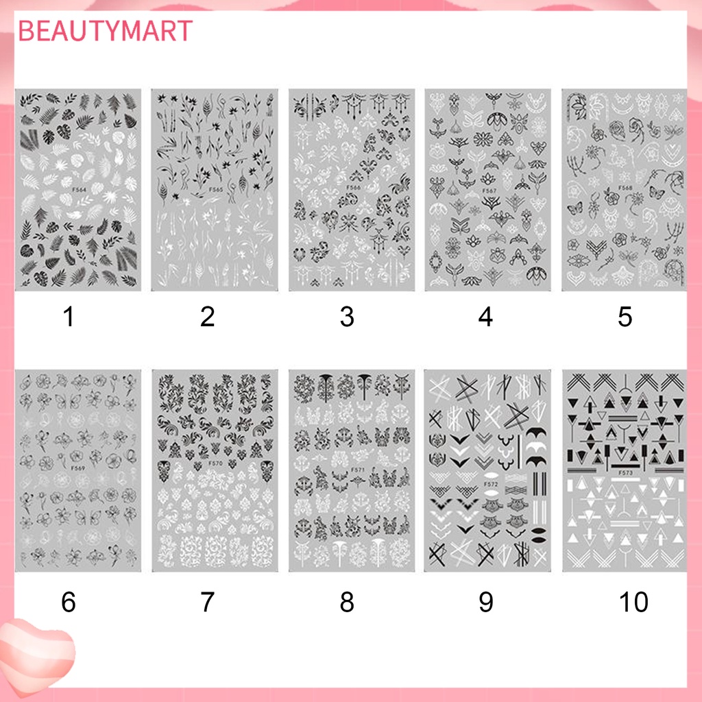 Miếng Dán Trang Trí Móng Tay 3D Tự Dính Lâu Trôi Đa Năng Màu Sắc Tương Phản Dành Cho Nữ