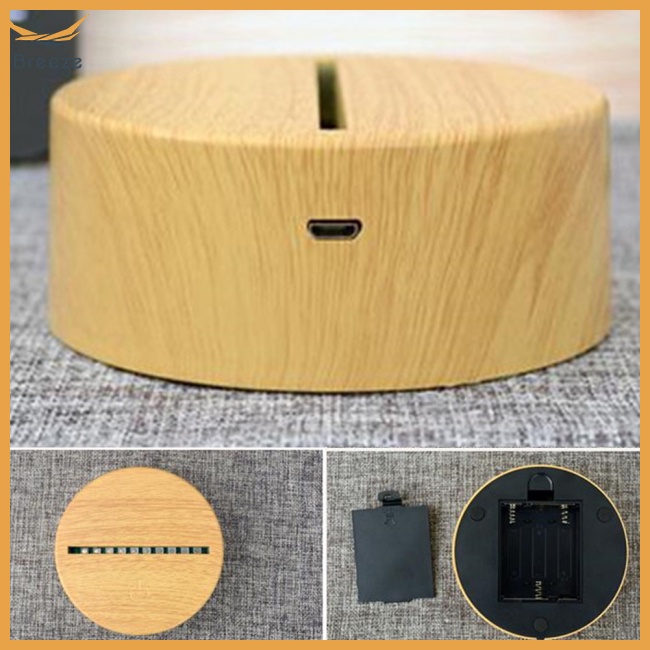 Đế Đèn Led 3d Bằng Gỗ Cổng Usb Cảm Ứng Kèm Điều Khiển Từ Xa
