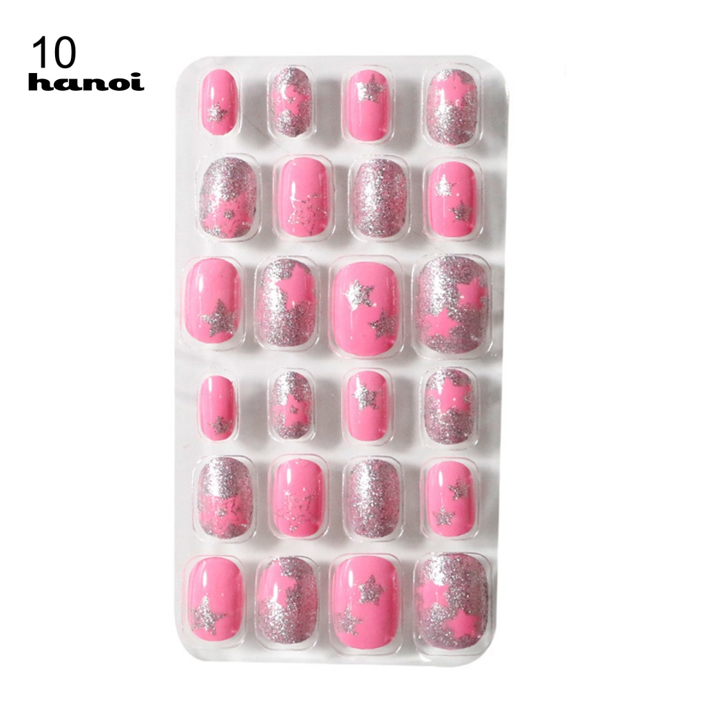 Bộ 24 Miếng Dán Móng Tay Bằng PVC Lâu Trôi Hình Trái Tim Cho Nữ