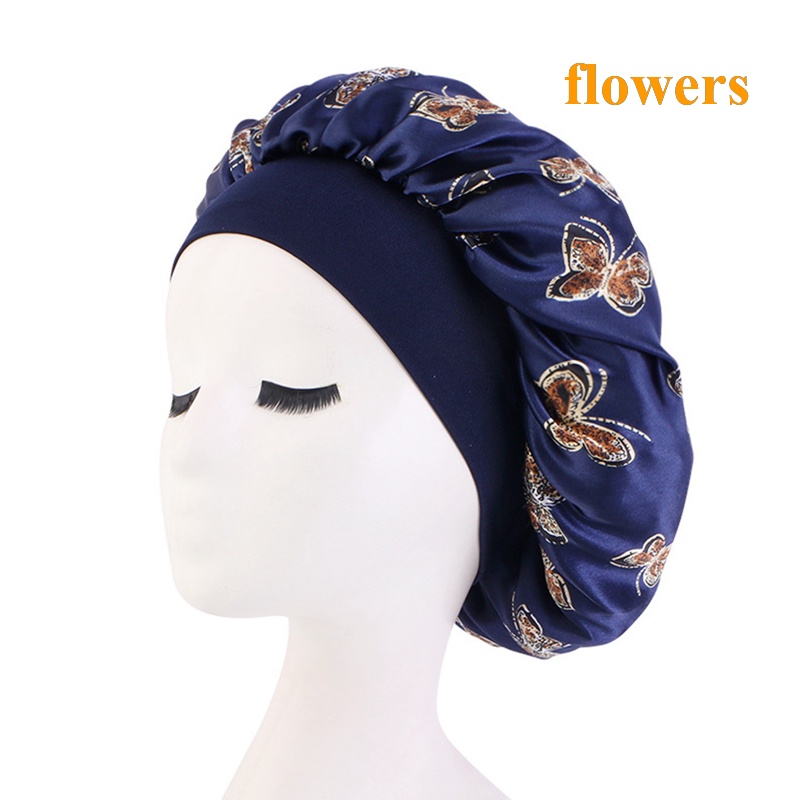 Mũ Trùm Đầu Bằng Satin Chăm Sóc Tóc Khi Ngủ Họa Tiết Hoa Cho Nam Và Nữ