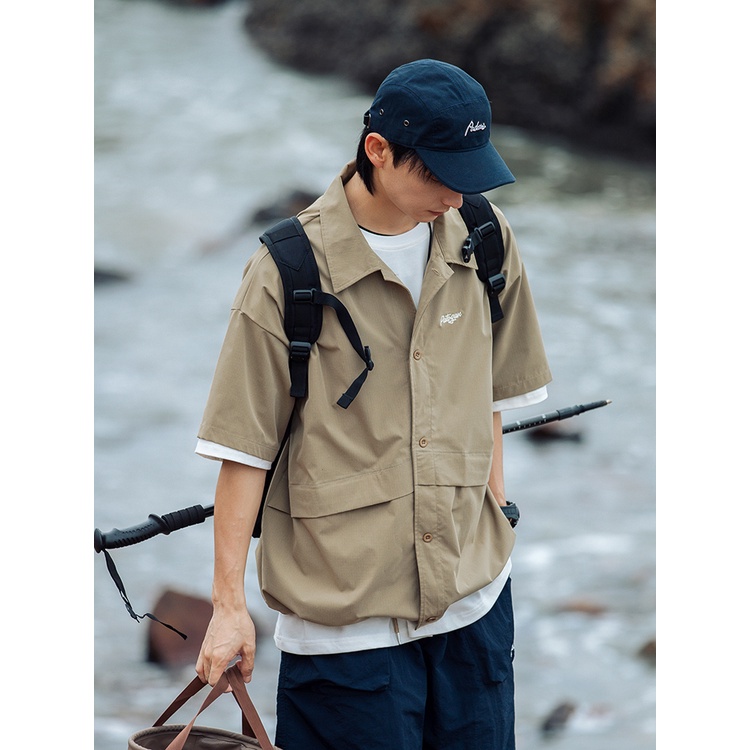 Áo Sơ Mi Tay Ngắn Dáng Rộng Thoáng Khí Phong Cách Đường Phố Thời Trang Mùa Hè Cho Nam