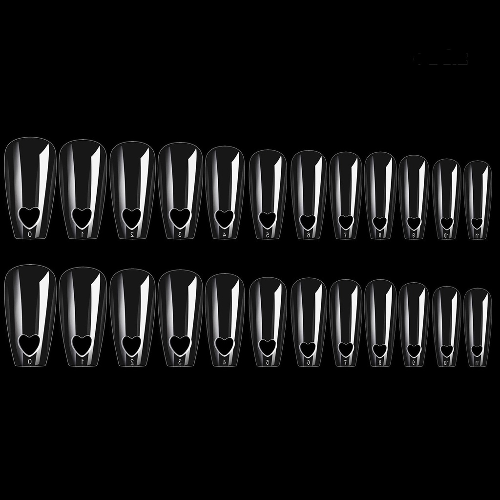 Túi 504 Móng Tay Giả Độ Bóng Cao Họa Tiết Trái Tim Rỗng Có Thể Tháo Rời DIY