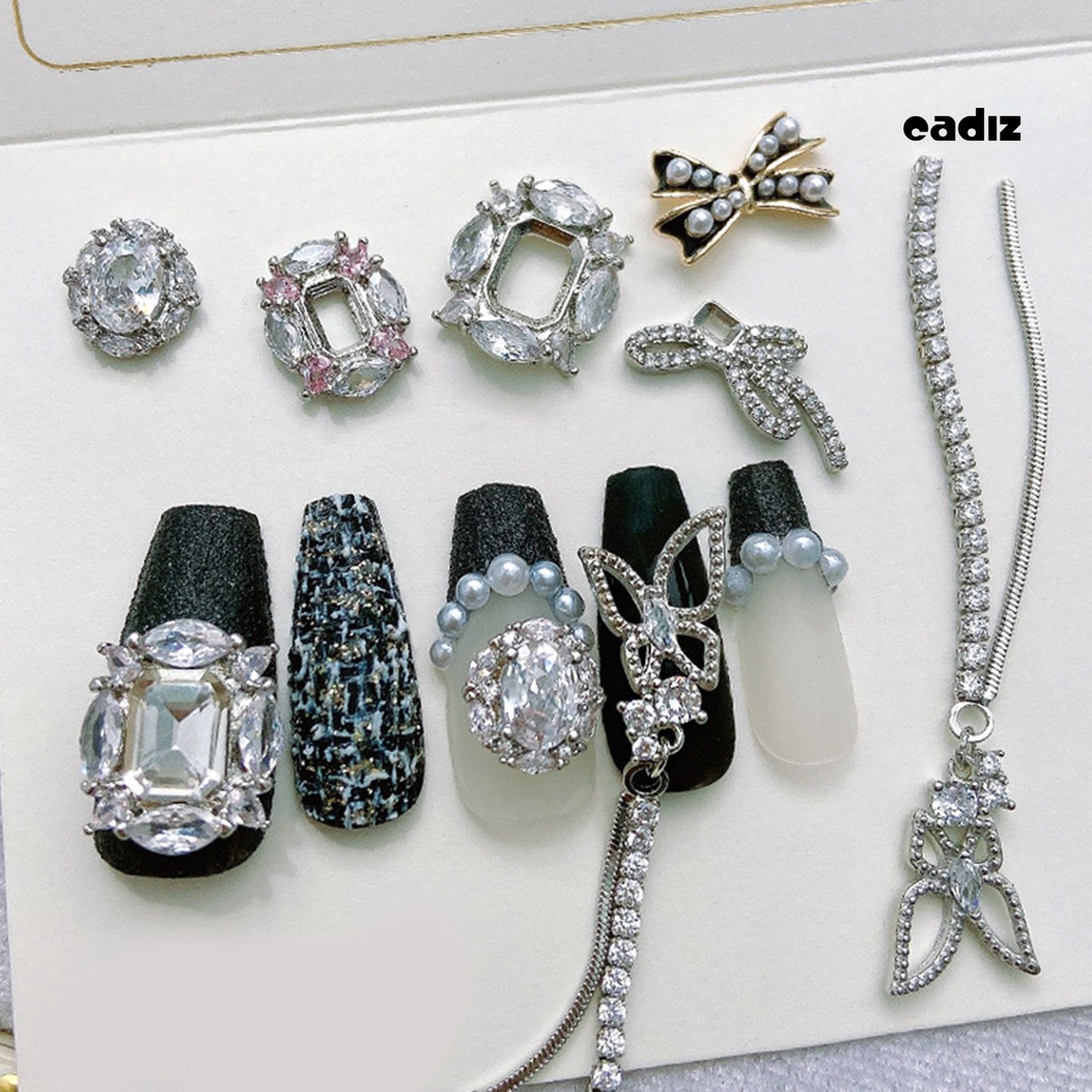 Phụ Kiện Tua Rua Hình Bướm 3D Nhiều Hình Dạng Đính Đá Zircon Sang Trọng Trang Trí Móng Tay