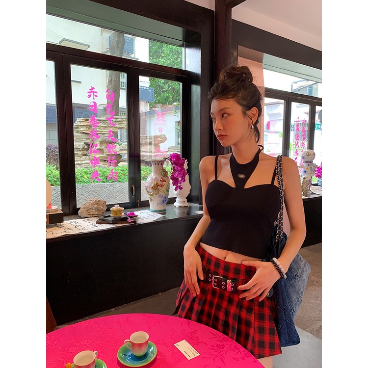 Áo Hai Dây Dệt Kim Dáng Ngắn Thời Trang Hàn Quốc 2023 Cho Nữ