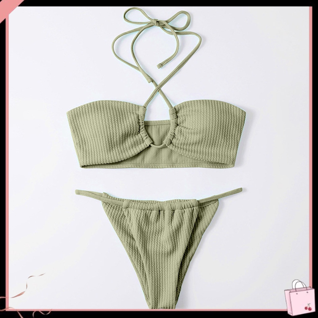 {Soltweter} Bộ Đồ Bơi Bikini Lưng Cao Có Đệm Mút Khoét Rỗng Phía Trước Cho Nữ