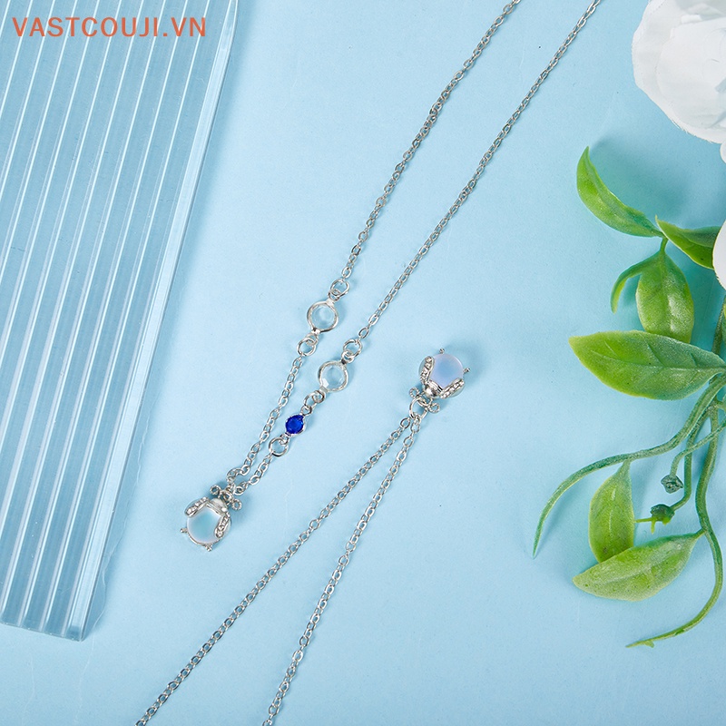 Vòng cổ Hợp Kim Mặt Đá Pha Lê VASTJI Màu Bạc Phong Cách Hàn Quốc Thời Trang Dự Tiệc Cho Nữ