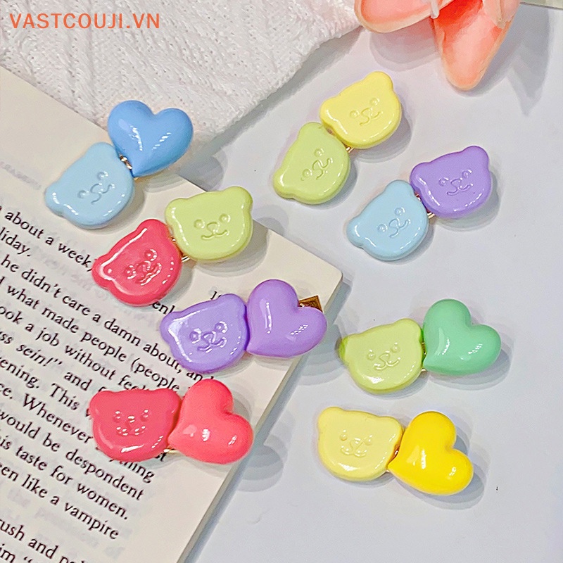 Kẹp Tóc Hình Chú Gấu Màu Kẹo Ngọt Dễ Thương Cho Nữ