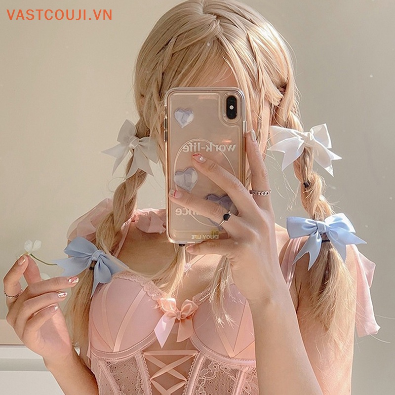 1 Cặp Kẹp Tóc Đuôi Ngựa Đính Nơ Thời Trang Mùa Hè Cho Nữ