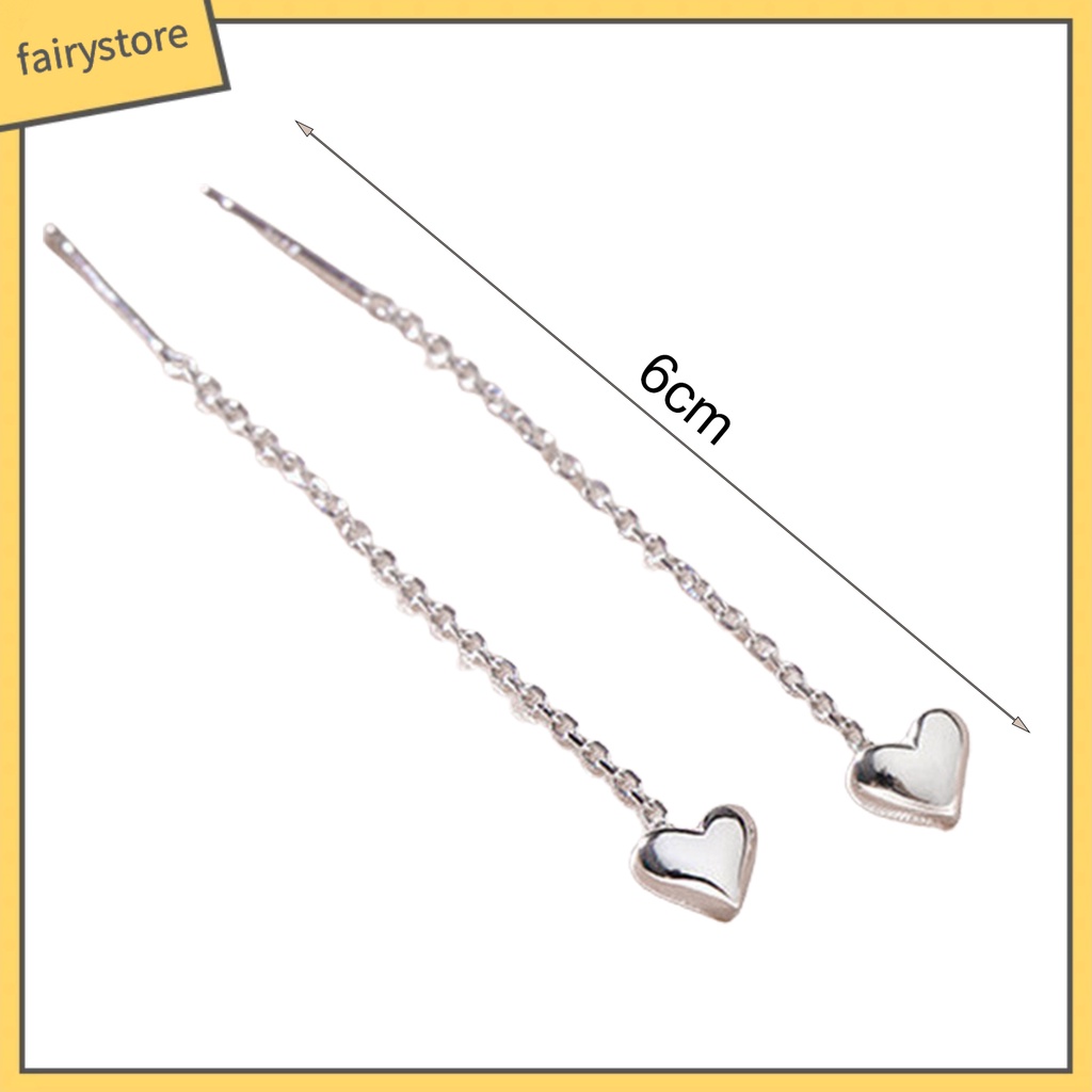 1 Đôi Bông Tai Hình Trái Tim Nhỏ Dáng Dài Trọng Lượng Nhẹ Thời Trang Nữ