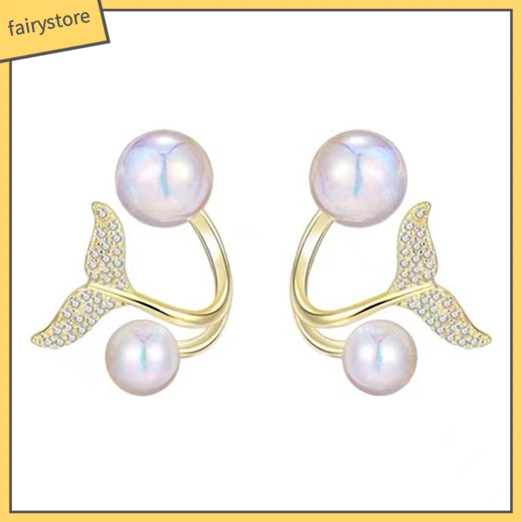 1 Đôi Bông Tai Hình Trái Tim Đính Ngọc Trai Giả Lấp Lánh