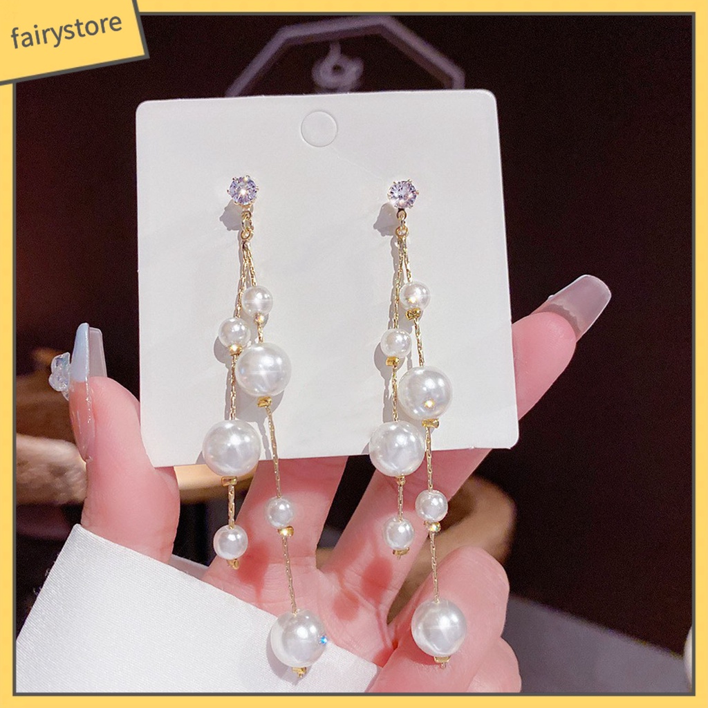 1 Đôi Bông Tai Hình Nơ / Trái Tim Đính Đá / Ngọc Trai Giả Lấp Lánh Thời Trang