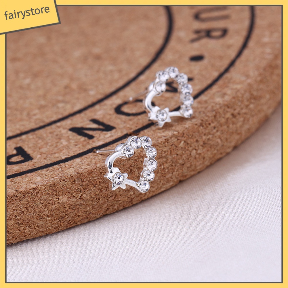 Bông Tai Hình Ngôi Sao / Trái Tim Đính Đá Thời Trang Cho Nữ