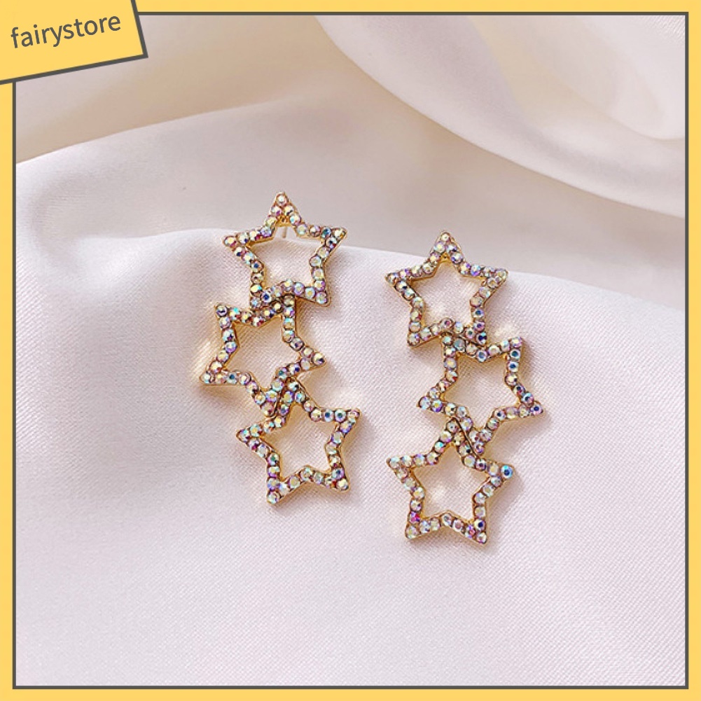 Khuyên Tai Hình Ngôi Sao Đính Đá Nhiều Màu Sắc Thời Trang