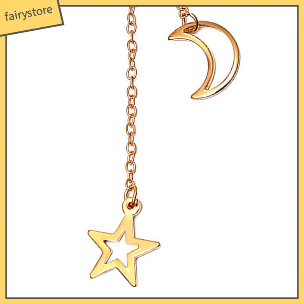 1 Khuyên Tai Dạng Kẹp Hình Mặt Trăng Bằng Thép Không Gỉ Màu Sắc Đơn Giản