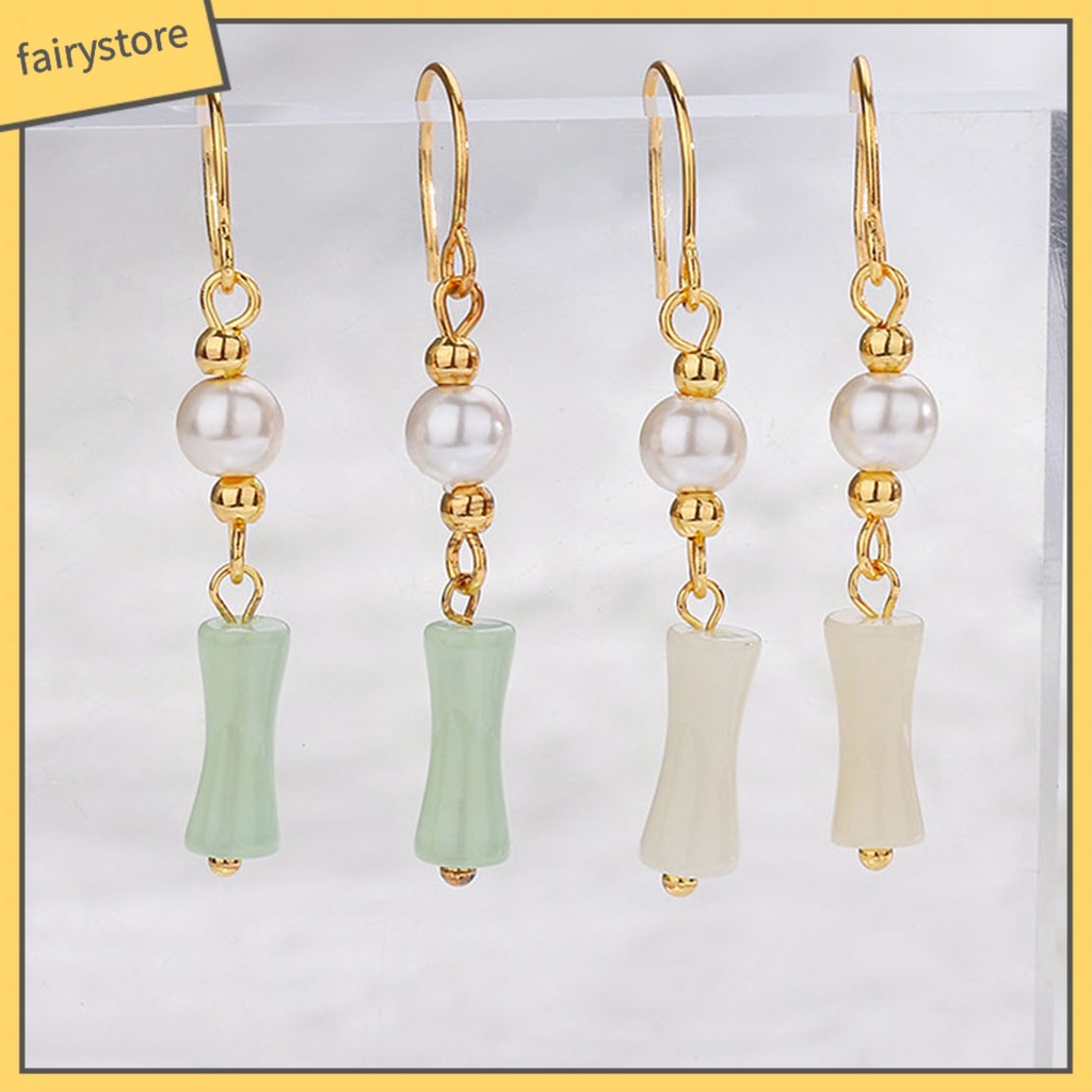 [FRO] 1 Đôi Bông Tai Móc Xỏ Hạt Ngọc Trai Giả Phong Cách Trung Quốc