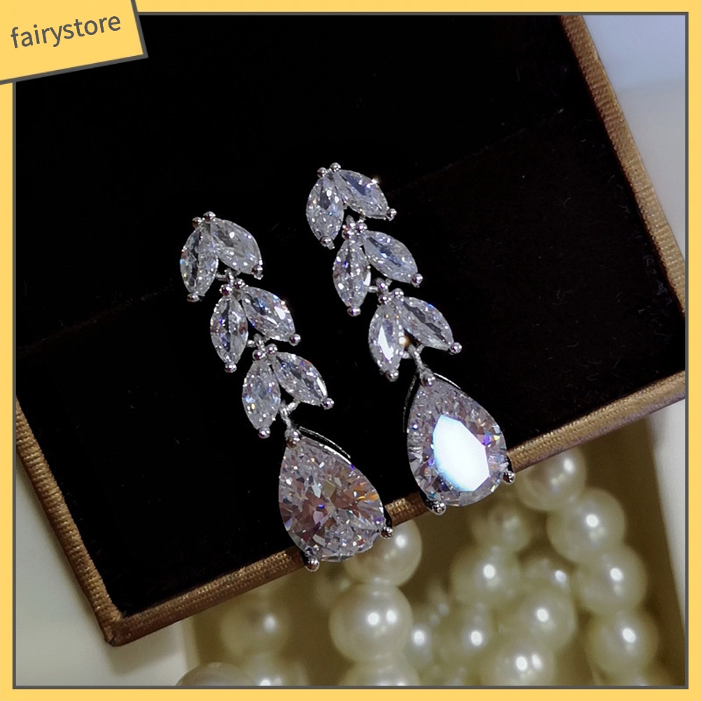 Bông Tai Hình Giọt Nước Đính Đá Zircon Hình Giọt Nước Thời Trang Cho Nữ