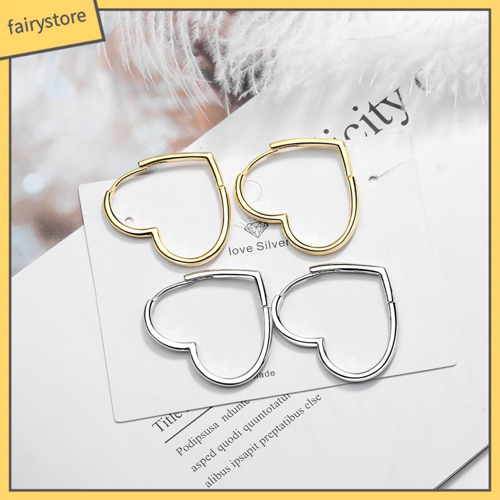 1 Đôi Bông Tai Hình Trái Tim Bằng Đồng Tinh Tế Dành Cho Thanh Thiếu Niên