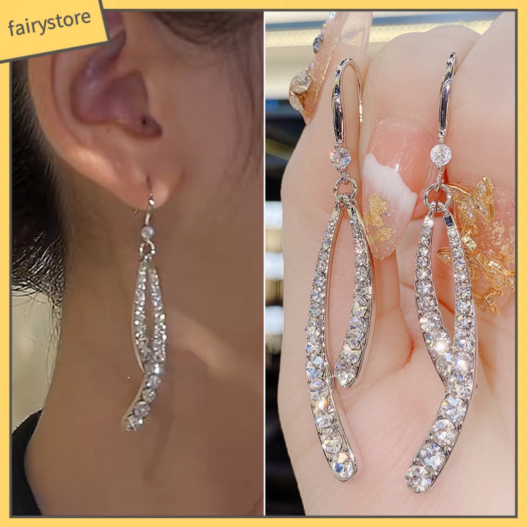 1 Đôi Bông Tai Hình Học Đính Đá Lấp Lánh Dành Cho Nữ