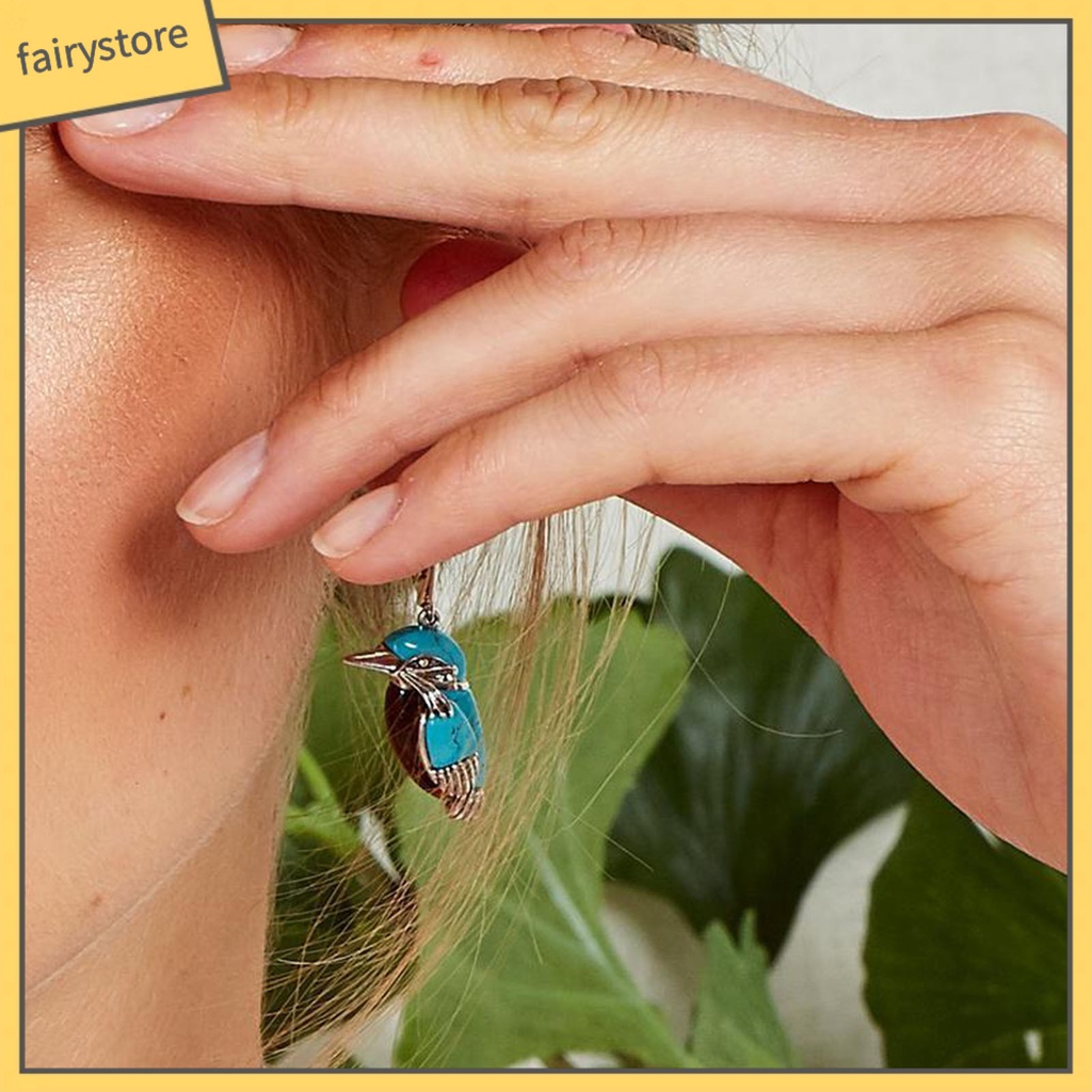 1 Đôi Bông Tai Hình Chim Tự Nhiên Phong Cách Vintage Dành Cho Nữ